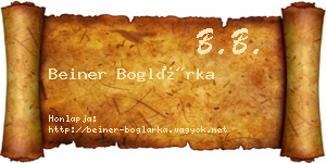 Beiner Boglárka névjegykártya